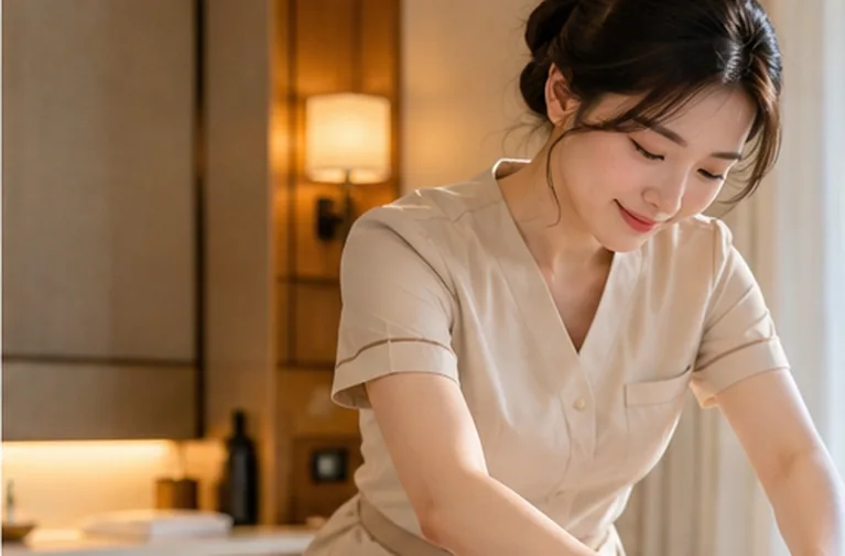 한국인 성인 여성 모델이 등장하는 아로마 관리 연출